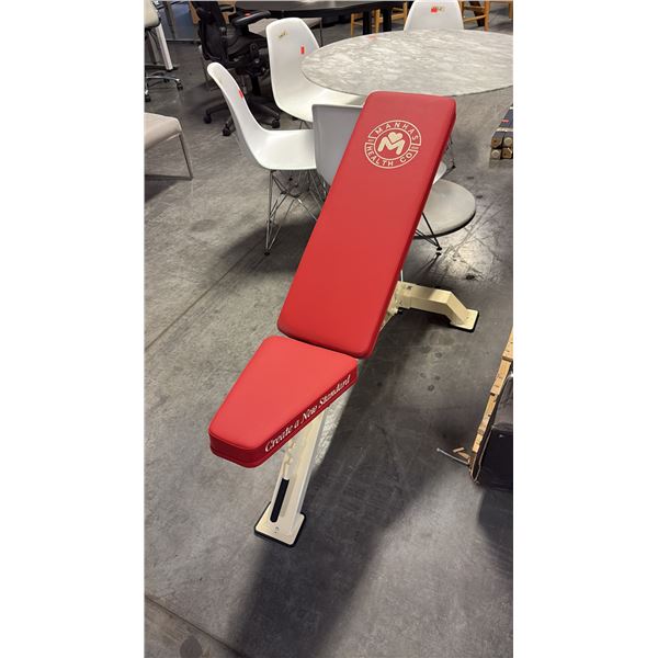 CRIMSON RED CUSHION MANHAS HEALTH CO COMMERCIAL ADJUSTABLE WEIGHT BENCH W28" X D48" X H42"