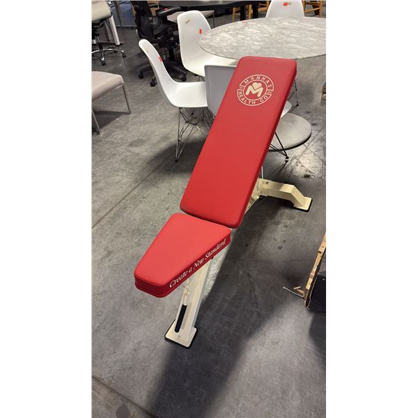 CRIMSON RED CUSHION MANHAS HEALTH CO COMMERCIAL ADJUSTABLE WEIGHT BENCH W28" X D48" X H42"