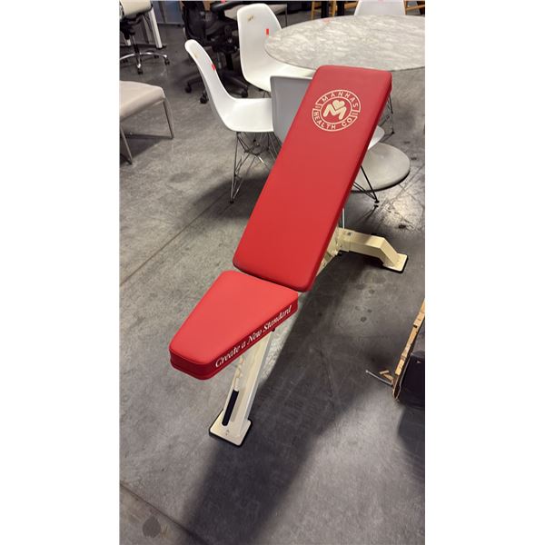 CRIMSON RED CUSHION MANHAS HEALTH CO COMMERCIAL ADJUSTABLE WEIGHT BENCH W28" X D48" X H42"