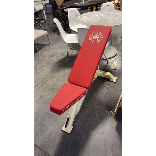 CRIMSON RED CUSHION MANHAS HEALTH CO COMMERCIAL ADJUSTABLE WEIGHT BENCH W28" X D48" X H42"