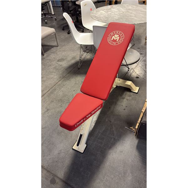 CRIMSON RED CUSHION MANHAS HEALTH CO COMMERCIAL ADJUSTABLE WEIGHT BENCH W28" X D48" X H42"