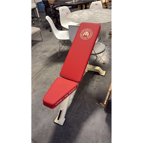 CRIMSON RED CUSHION MANHAS HEALTH CO COMMERCIAL ADJUSTABLE WEIGHT BENCH W28" X D48" X H42"