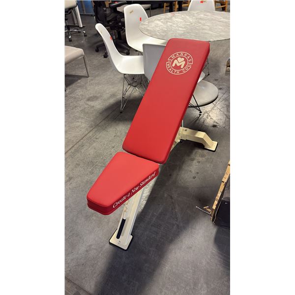 CRIMSON RED CUSHION MANHAS HEALTH CO COMMERCIAL ADJUSTABLE WEIGHT BENCH W28" X D48" X H42"