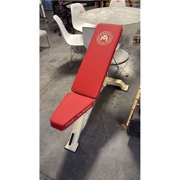 CRIMSON RED CUSHION MANHAS HEALTH CO COMMERCIAL ADJUSTABLE WEIGHT BENCH W28" X D48" X H42"