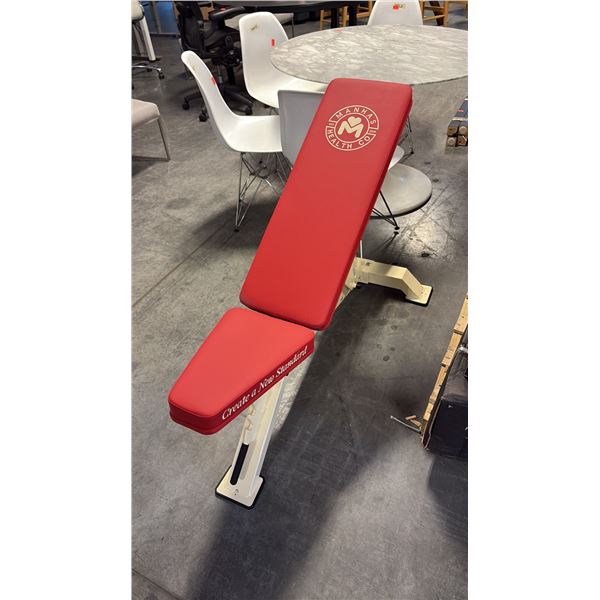 CRIMSON RED CUSHION MANHAS HEALTH CO COMMERCIAL ADJUSTABLE WEIGHT BENCH W28" X D48" X H42"