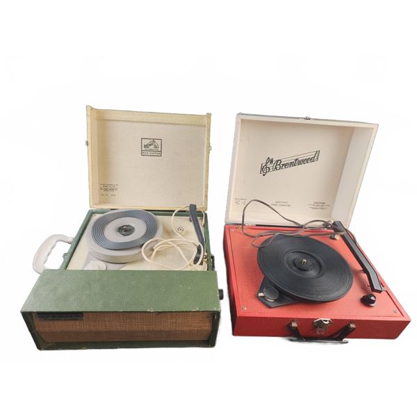 RCA Victor Model VKC-40 and Brentwood Model DRF-62 Portable Record Players