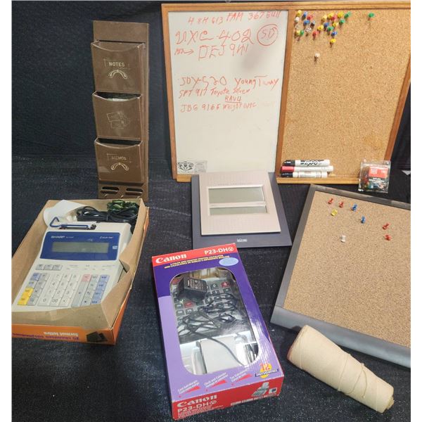 Office Supply Lot with Canon and Sharp Calculators, Board Set, Accessories