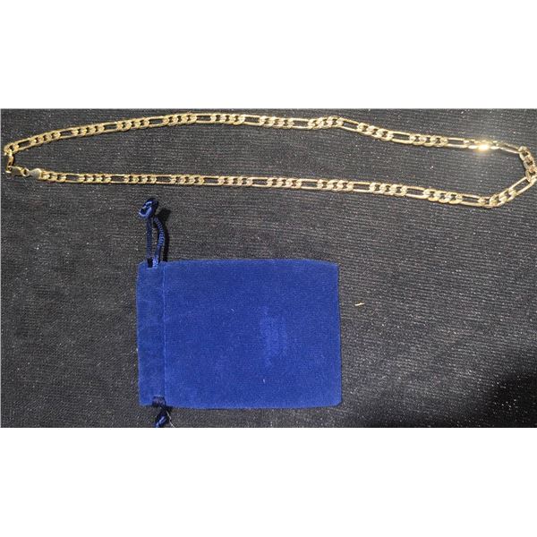 18K/26 gr Yellow Gold Figaro Chain Necklace with Pouch