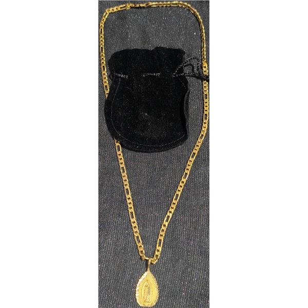 14K/31gr Yellow Gold Necklace with Religious Pendant