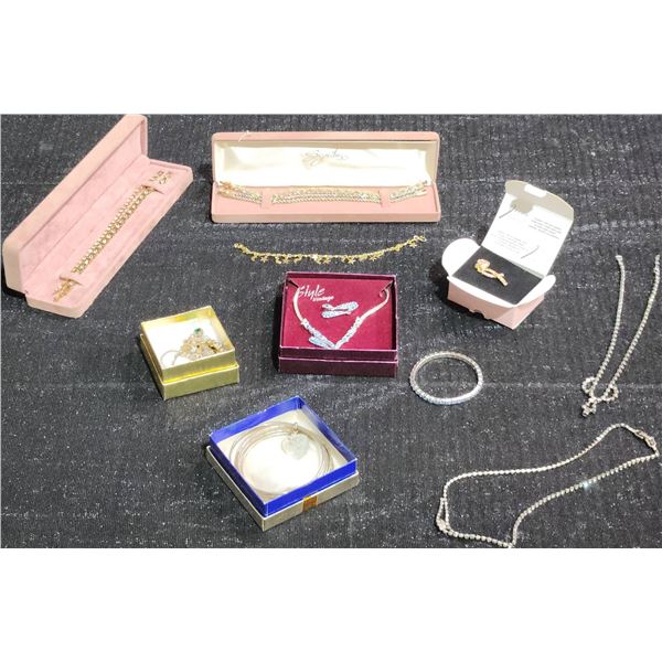 Costume and Fashion Jewelry Lot With Boxes and Bracelets