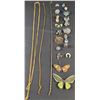 Image 1 : Costume Jewelry Lot With Chains, Brooches, Earrings, and Pins