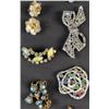 Image 3 : Costume Jewelry Lot With Chains, Brooches, Earrings, and Pins