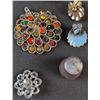 Image 4 : Costume Jewelry Lot With Chains, Brooches, Earrings, and Pins