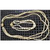 Image 1 : Three-Strand White Freshwater Pearl Necklace and Bracelet Set with Gold-Tone Clasps