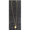 Image 1 : 10K Gold Necklace With Faux Pearl and Blue Stone Halo Pendant