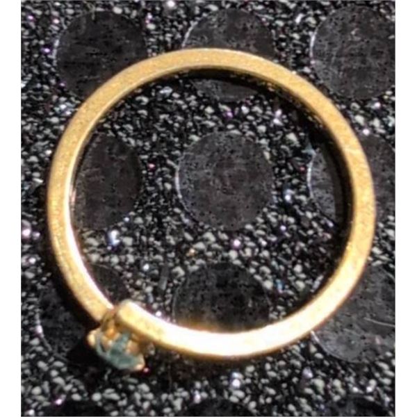 10K Gold Gavon Stamped Ring with Light Blue Stone