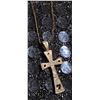 Image 2 : 10K Gold Chain Necklace with Textured Cross Pendant