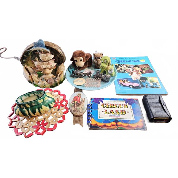 Shell Ship Lamp, Circus Land Book, Assorted Household Items