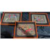 Image 1 : 3 Framed Hand-Painted Mexican Amate Bark Artworks