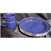 Image 1 : 6 Blue Enamel Plates and 2 Matching Mugs