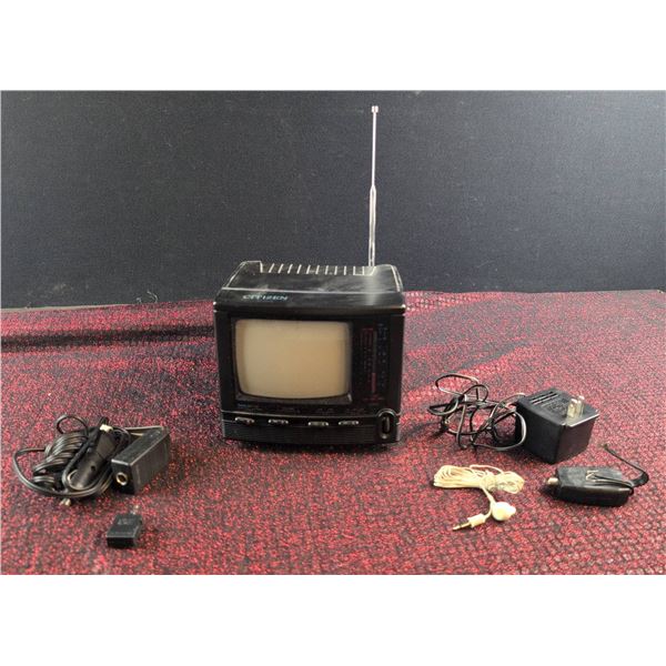 Citizen Model JCTR152 Portable Black and White TV with Accessories