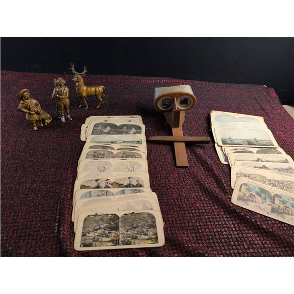 Mercury Stereoscope with Underwood & Underwood Cards and Three Cast Figures