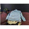 Image 2 : Military Cot, Blue Sweater, Pants, Military Cap and Assorted Hangers