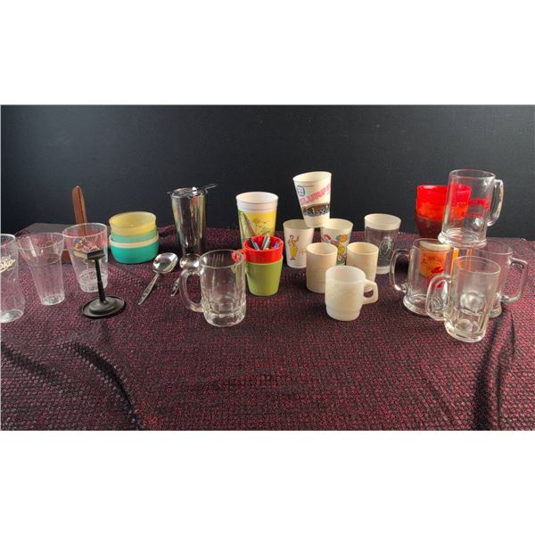 Drinkware and Tableware Lot, Glass, Plastic, and Ceramic