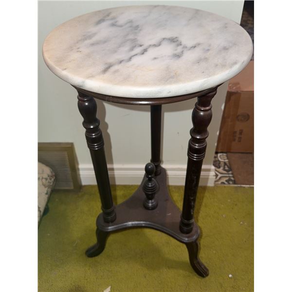 Marble Top Spindle Leg Side Table