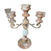 Image 2 : Stone and Brass Candlestick Holder with Carnival Glass Bowls
