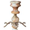 Image 5 : Stone and Brass Candlestick Holder with Carnival Glass Bowls