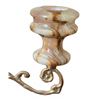 Image 6 : Stone and Brass Candlestick Holder with Carnival Glass Bowls