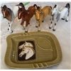 Image 1 : Ceramic Horse Figurines and Horse Motif Ashtray Set