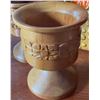 Image 3 : Owl Ceramic Cookie Jar, Ceramic Potato-Shaped Server, and 6 Wooden Goblets