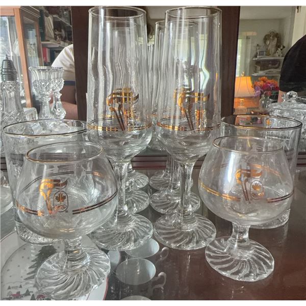 1988 Calgary Winter Olympics Glassware Set with Gold Trim