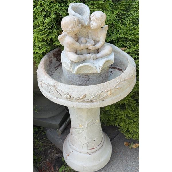 Concrete Garden Bird Bath with Cherub Figures