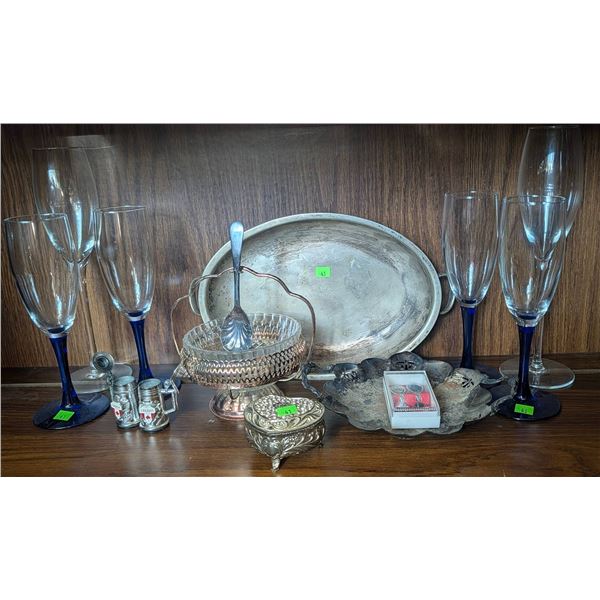 Electroplated Serving Collection w/ Crystal Stemware