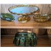 Image 1 : Amber and Green Depression Glass, 4 Pieces