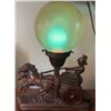 Image 1 : Metal Chariot Table Lamp with Frosted Glass Globe Shade