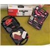 Image 1 : Apollo Pink Tool Set, Black & Decker Mouse Sander, and Jobmate Laser Level