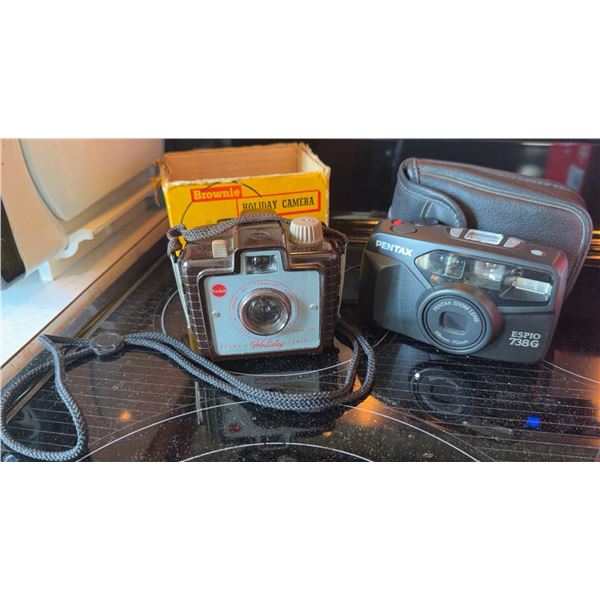 Kodak Brownie Holiday and Pentax Espio 738G Film Cameras