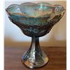 Image 6 : Three-Piece Carnival Glass Lot: Covered Hen Dish, Grape Pattern Compote, and Westmoreland Milk Glass