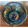 Image 7 : Three-Piece Carnival Glass Lot: Covered Hen Dish, Grape Pattern Compote, and Westmoreland Milk Glass