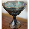 Image 8 : Three-Piece Carnival Glass Lot: Covered Hen Dish, Grape Pattern Compote, and Westmoreland Milk Glass