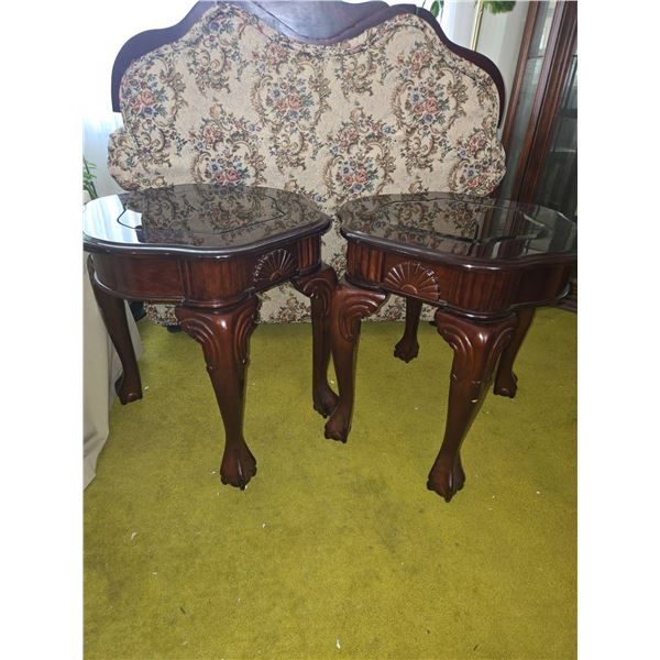 Wood Side Tables with Glass Tops
