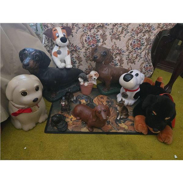 Dog Figurines and Plush Toys Collection with Treat Jars
