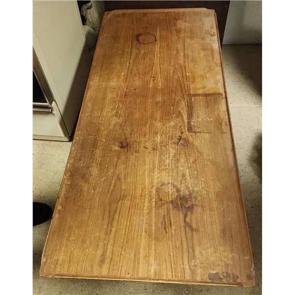 Rectangular Wood Coffee Table with Open Sled Legs