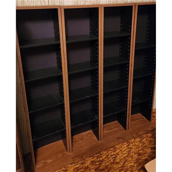 Four-Section Adjustable Shelving Unit with Wood Trim