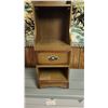 Image 1 : Wood Veneer Nightstand with Drawer and Open Storage