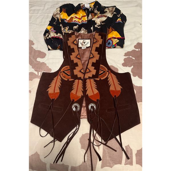 Bull Genuine Leather Vest and Roper Cotton Western Shirt